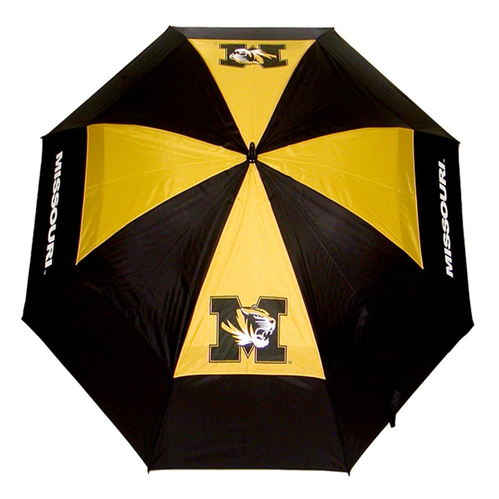 Team Golf NCAA Missouri Tigers Golf Umbrella 62" Golf Umbrella with Protective Sheath, Double Canopy Wind Protection Design, Auto Open Button