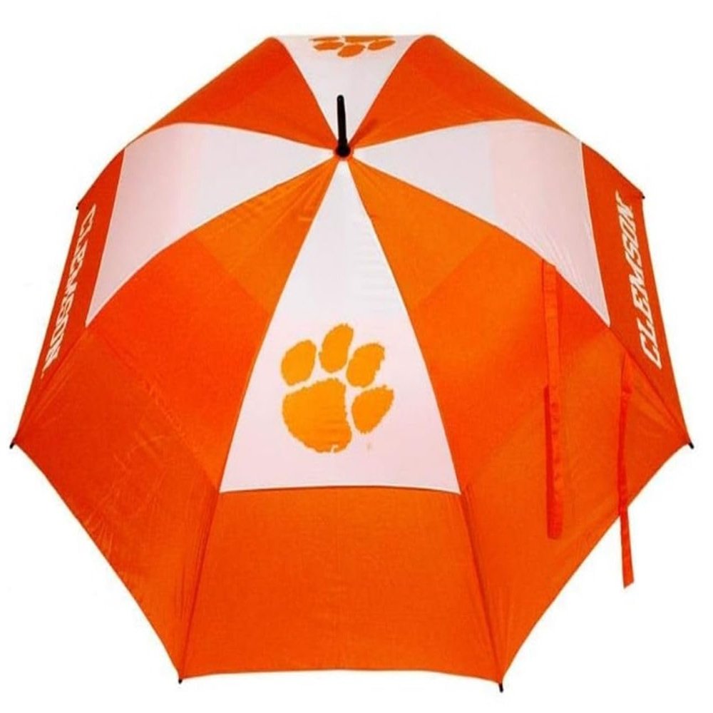 Team Golf NCAA Clemson Tigers Golf Umbrella 62" Golf Umbrella with Protective Sheath, Double Canopy Wind Protection Design, Auto Open Button