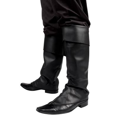 Boland 81996 Pirate Musketeer Synthetic Leather Boot Tops Black