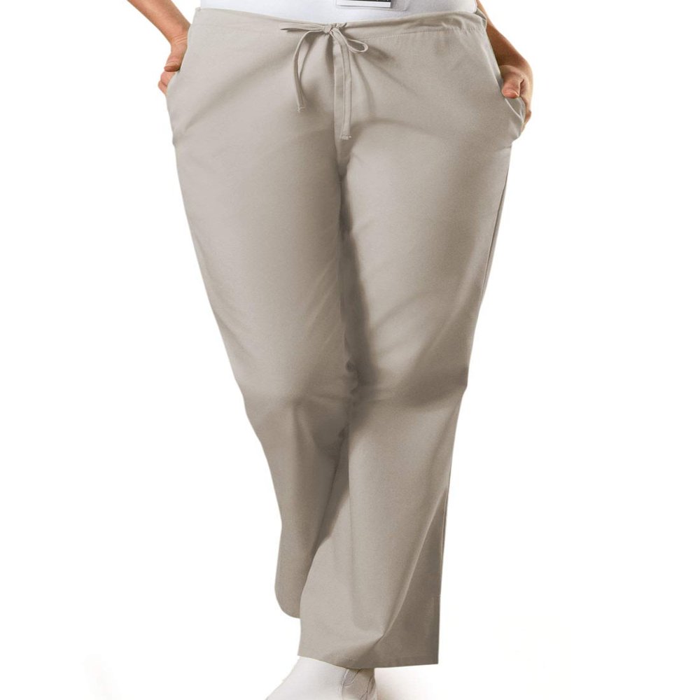Cherokee Women's Fashionable Flare Leg Drawstring Pant, Khaki, Medium