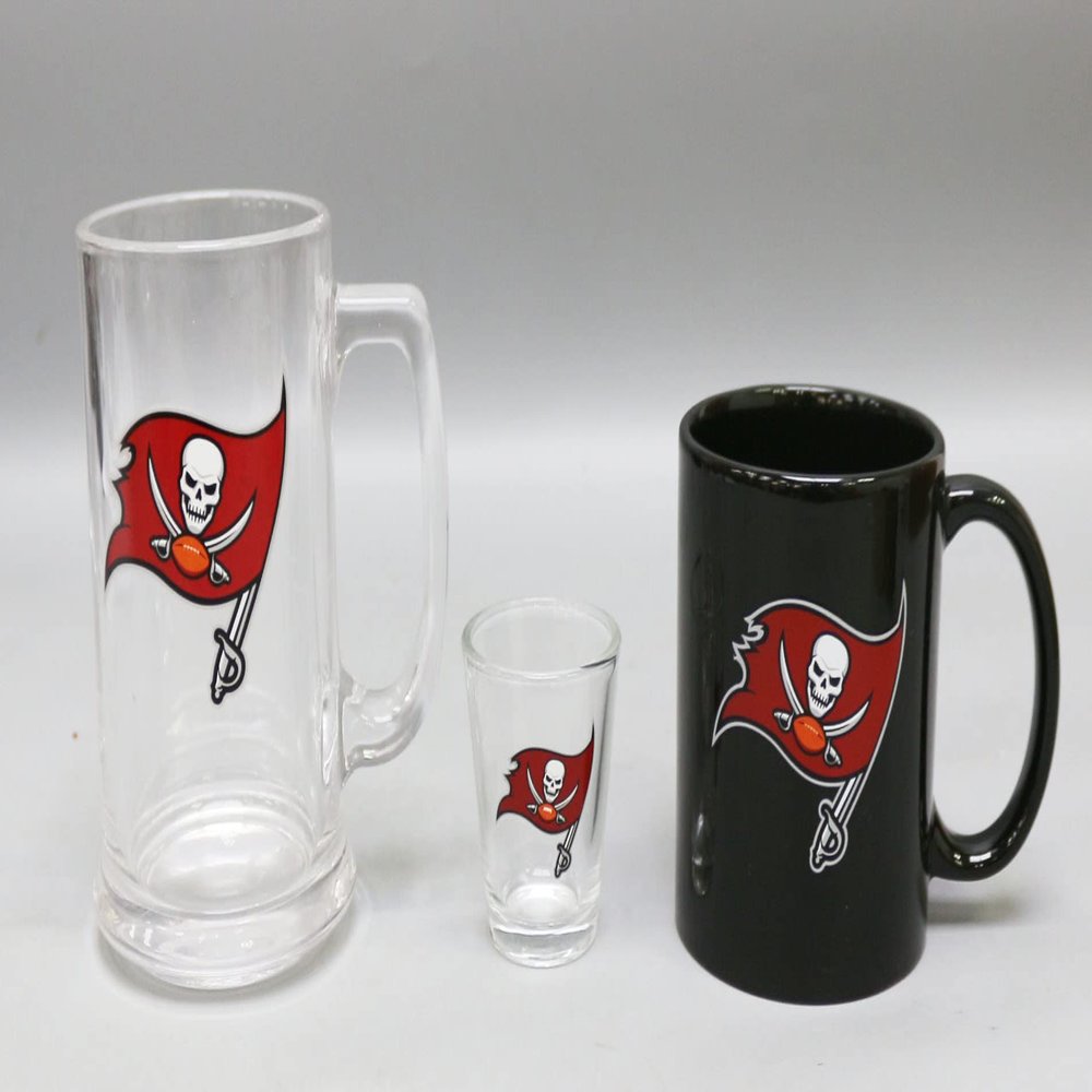 Hunter Tampa Bay Buccaneers 3 Piece Team Logo Coffee Mug/Shot Glass/Glass Beer Mug Set