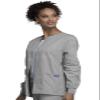Cherokee Women's Snap Front Warm Up Jacket, Gray, X-Small view 2