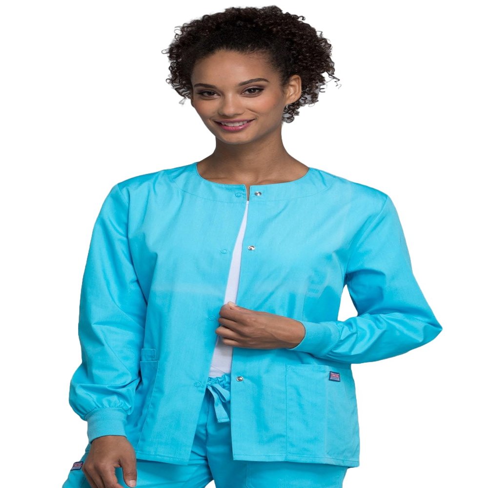 Cherokee Women's Snap Front Warm Up Jacket, Turquoise, XX-Large