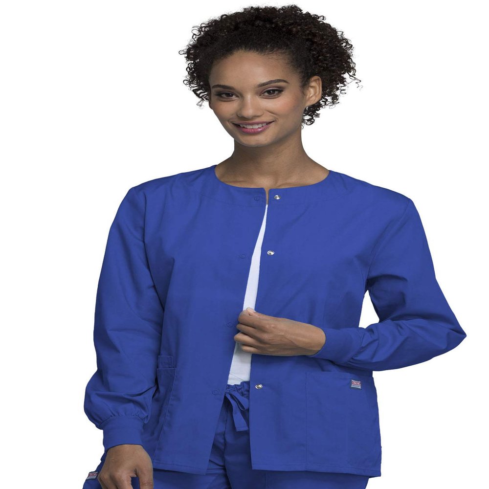 Cherokee Women's Snap Front Warm Up Jacket, Royal, X-Large