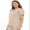 Cherokee Women's V Neck Scrubs Shirt, Khaki, Small view 4