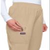 CHEROKEE Women's Workwear Elastic Waist Cargo Scrubs Pant, Khaki, Large-Petite view 4