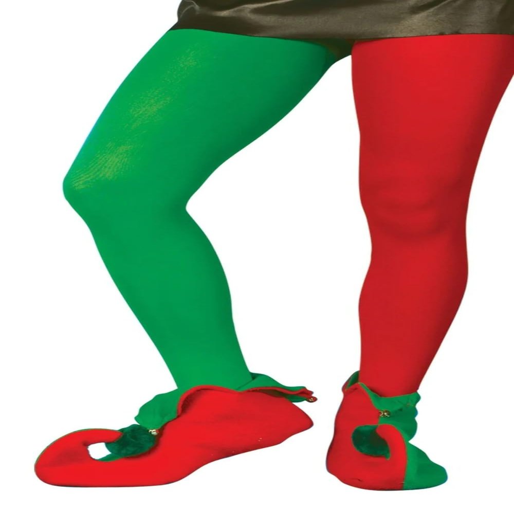 Fun World Costumes Men's Adult Elf Tights, Red/Green, One Size