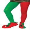 Fun World Costumes Men's Adult Elf Tights, Red/Green, One Size view 1