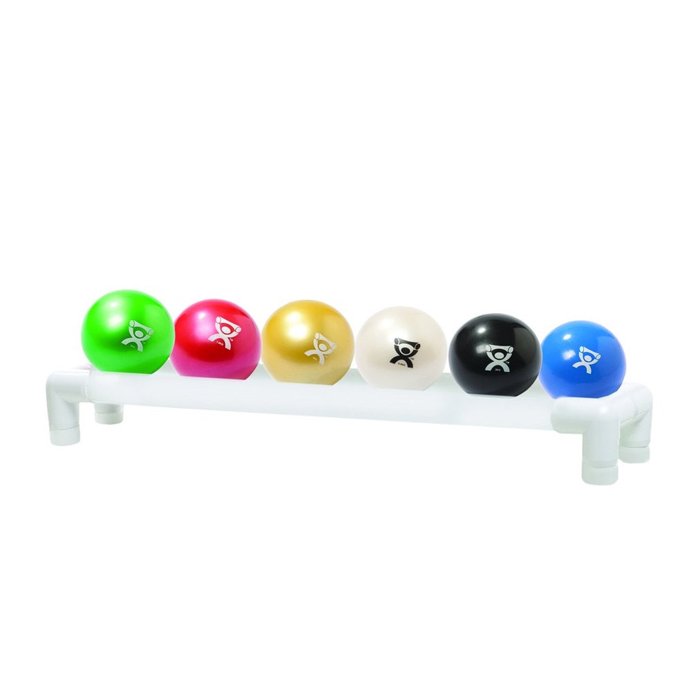 CanDo 10-3189 Wate Ball, Hand Held Size, 6-piece Set, 1 each Tan through Black with 1-Tier Rack
