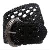 2 1/2" Wide Perforated Braided Woven Leather Belt Size: S/M - 37 END-TO-END Color: Black view 1