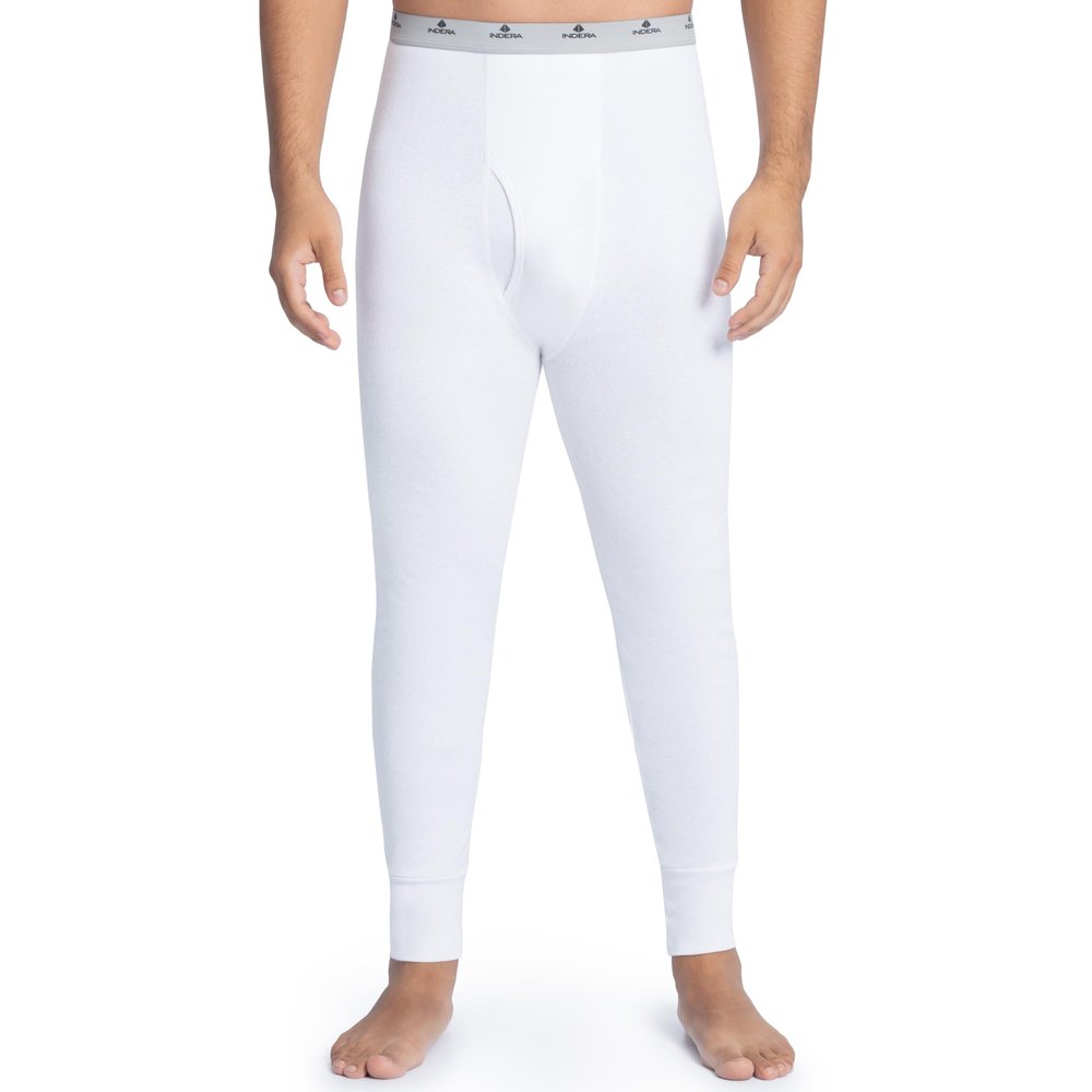 Indera Men's Cotton Rib Knit Thermals Long Johns Underwear Pant, White, 3X