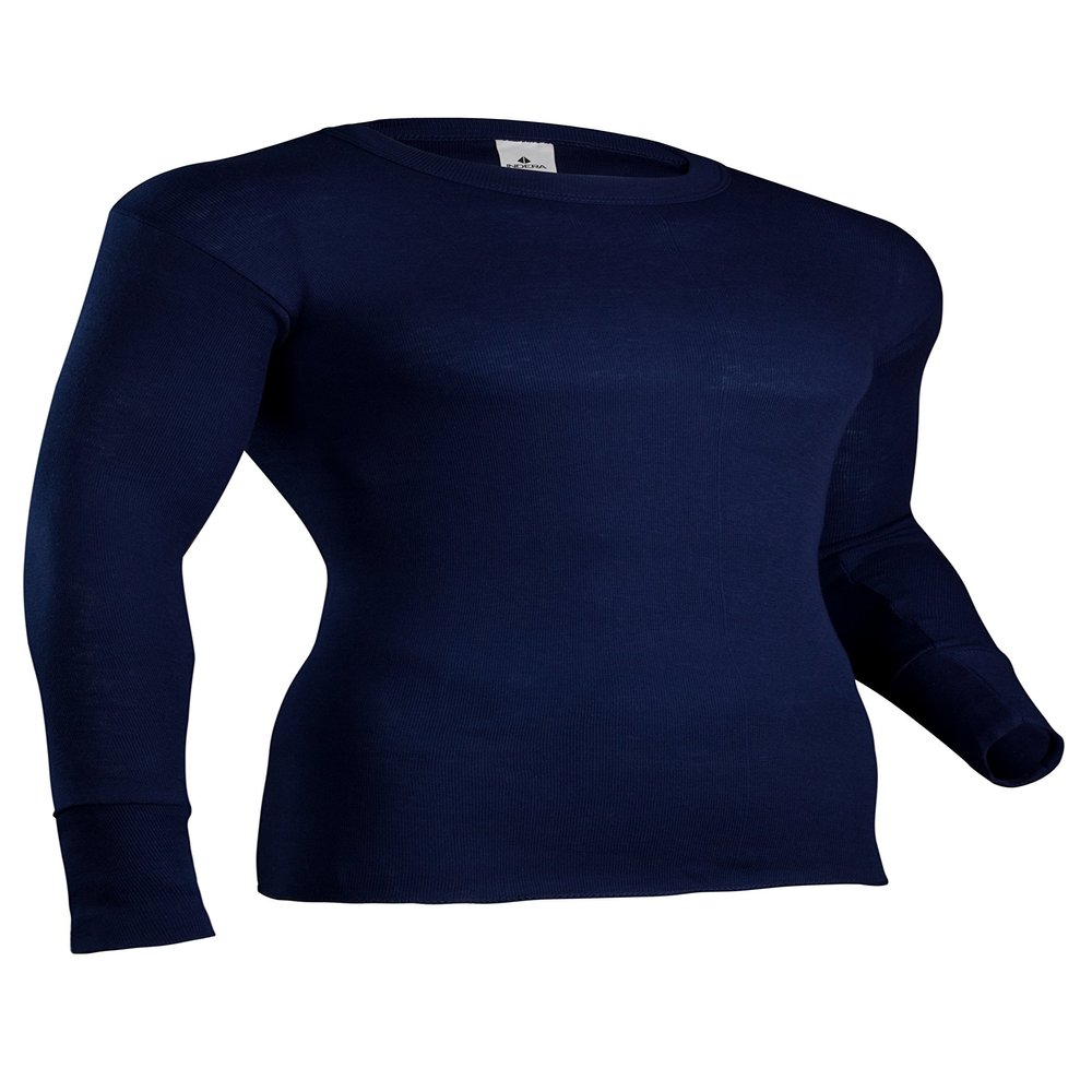 Indera Men's Performance Rib Knit Thermal Underwear Crew Top, Vintage Navy, Medium Tall