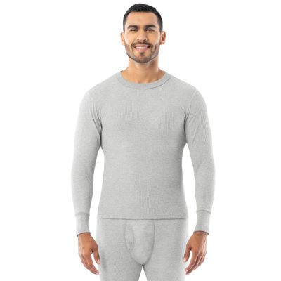 Indera Men's Traditional Waffle Thermal Underwear Long Sleeve Shirt, Heather Grey, 2X