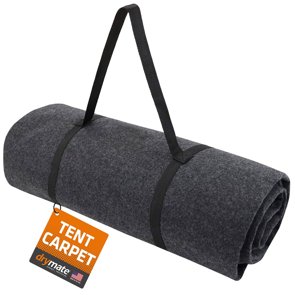 Drymate Tent Carpet Mat, Protective Waterproof Liner Keeps You Warm & Dry, Camping Floor Rug Accessory (7'4" x 8'4"), Durable, Lightweight, Soft & Comfortable, Trimmable Material (USA Made) (Charcoal)