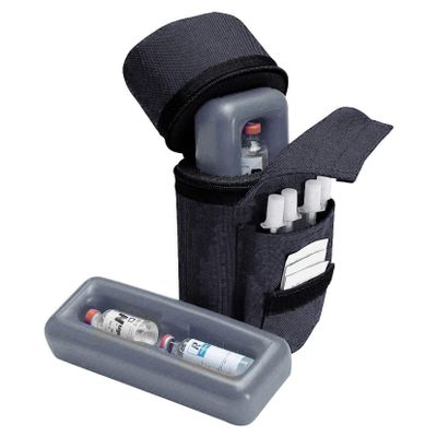 Medicool Insulin Protector Compact Case 2 Freezer Cooling Pack 16 Hours Cool for Diabetic | IP BLACK