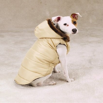 ALMOND - X-SMALL - Reversible Puffy Dog Vest
