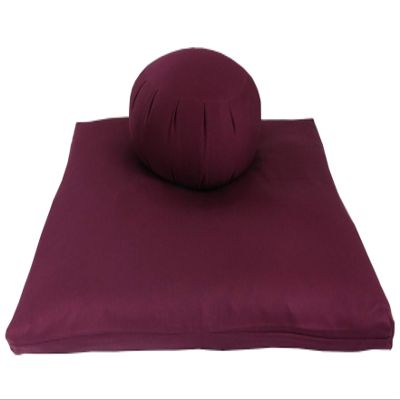 Buckwheat Zafu and Zabuton Meditation Cushion Set (2pc), Burgundy