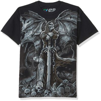 Liquid Blue mens Gravestone Reaper T-shirt T Shirt, Black, X-Large US
