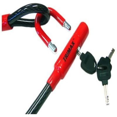 Trimax Max-Dual Force Integrated U-Lock & Cable 6' L X15Mm TCU1572, Card Packaging, Black / Red
