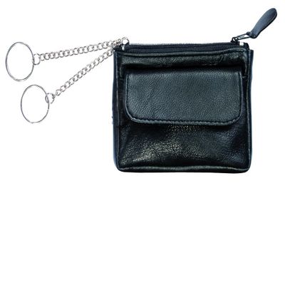 Alassio Schlsseletui aus feinem Nappaleder, mit 2 Schlsselringen an Ketten und Vorfach Key Case, 12 cm, Black (Schwarz)