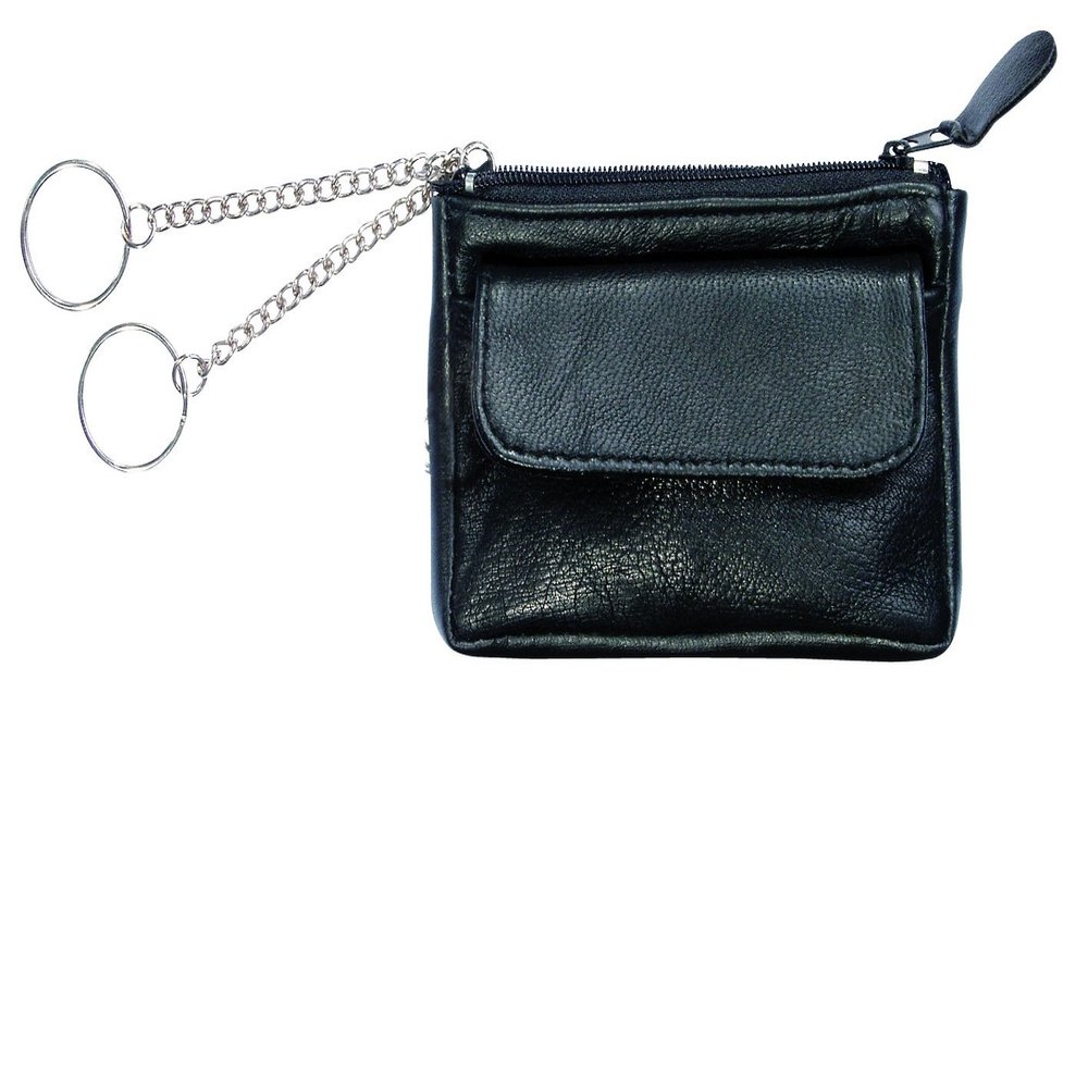 Alassio Schlsseletui aus feinem Nappaleder, mit 2 Schlsselringen an Ketten und Vorfach Key Case, 12 cm, Black (Schwarz)