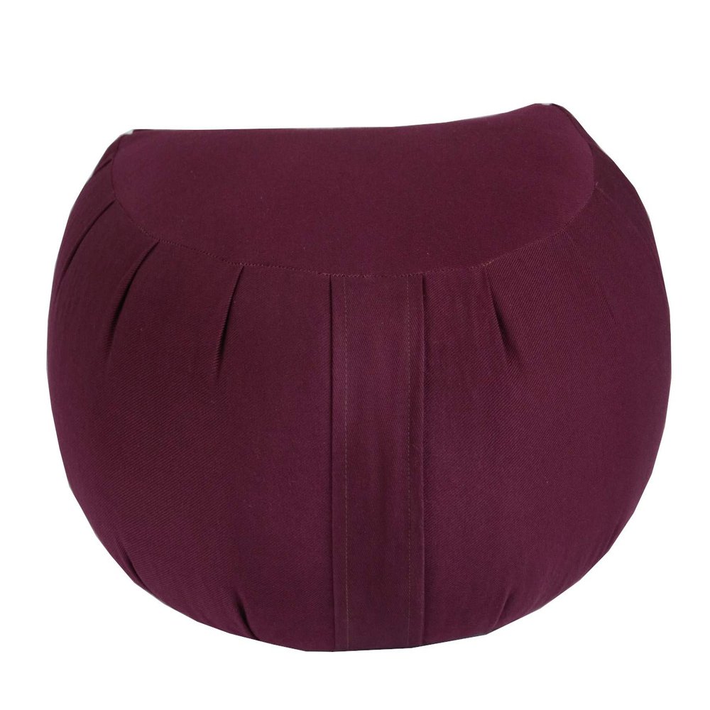Buckwheat Crescent Zafu Meditation Cushion, Burgundy