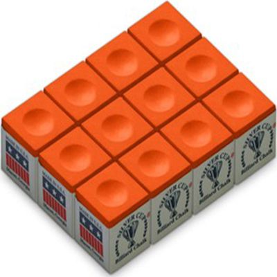 CueStix CHS12 ORANGE Silver Cup Chalk - Box of 12 Orange
