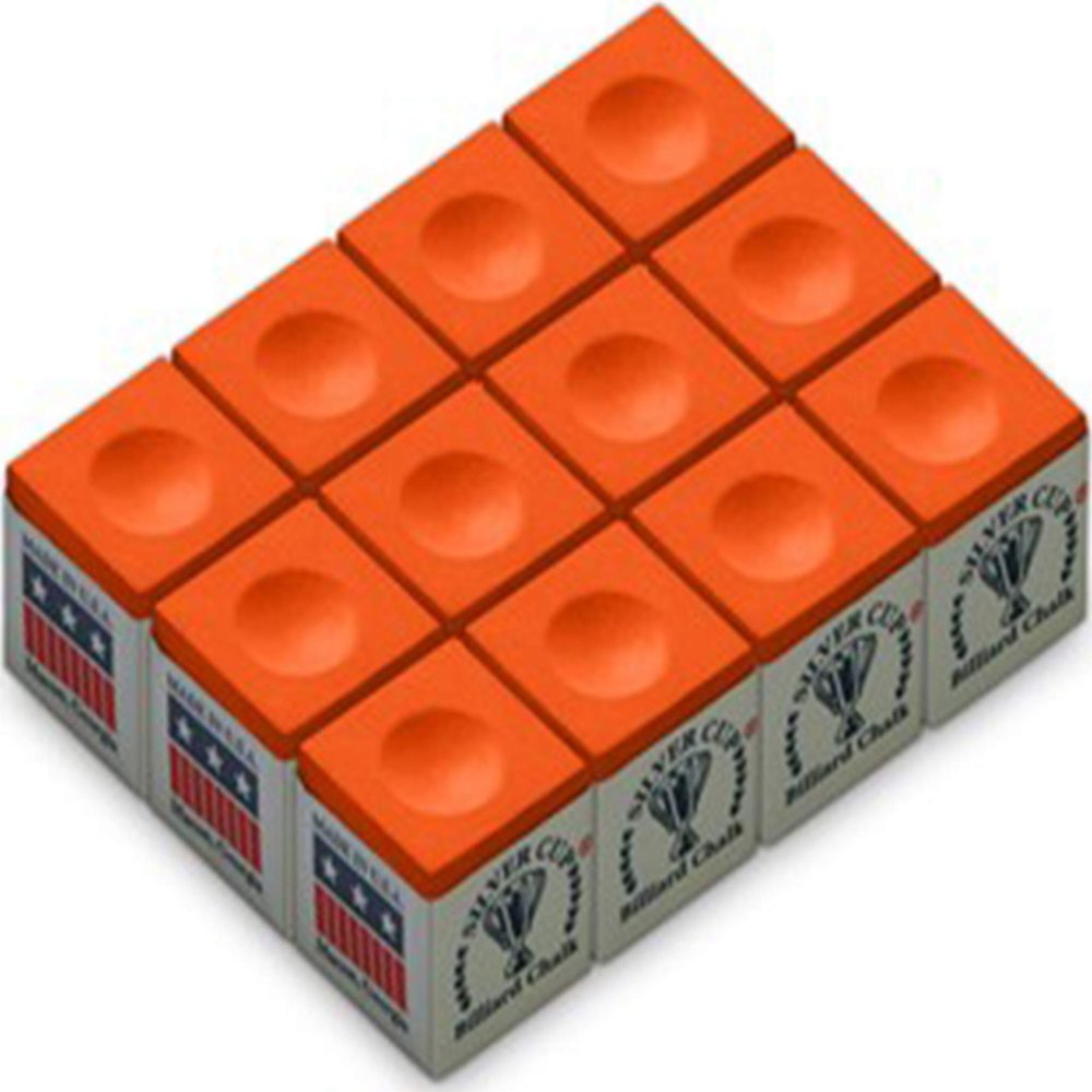 CueStix CHS12 ORANGE Silver Cup Chalk - Box of 12 Orange