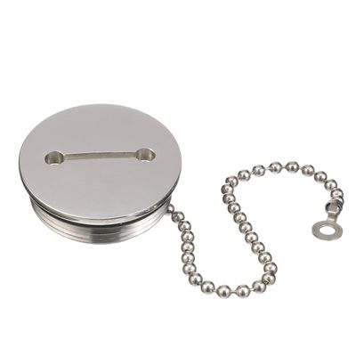 Attwood Replacement Stainless Steel 2" Deck Fill Cap with Chain - Boat Replacement Stainless Steel 2" Deck Fill Cap 66061-3 with Chain - Boat, Silver