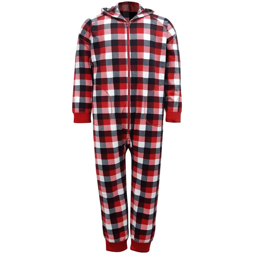 Family Pajamas Matching Fleece 1 Piece Pajama Onesie Mens Womens Trio Buffalo Check Mens L
