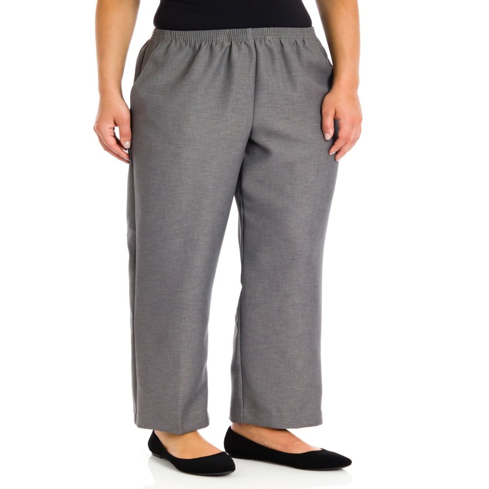 Alfred Dunner Plus Size Basic Polyester Pull-On Pants 09200 Grey