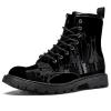 MAPOLO Women's High Top Boots Lace Up New York Night Time Winter Boots Casual Leather Slip Resistant Ankle Shoes Combat Boots view 1