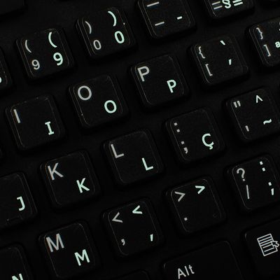 Portuguese Brazilian Keyboard Stickers with White Lettering ON Transparent Background