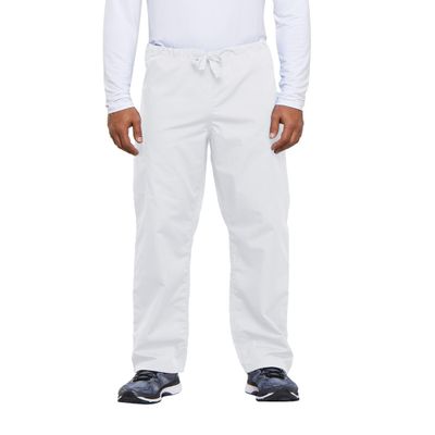 Cherokee Men's Originals Unisex Drawstring Cargo Scrub Pant, White, Large