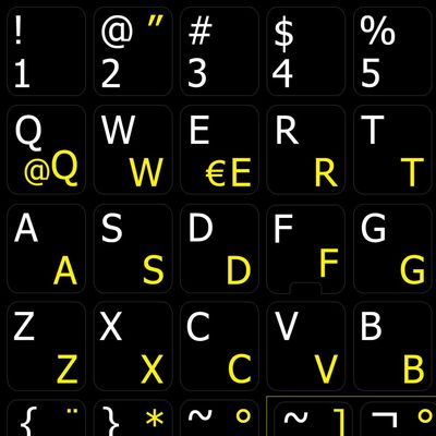 Spanish (Latin American)-English Non-Transparent Keyboard Sticker ON Black Background