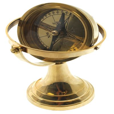 RedSkyTrader 4.5" Gimbaled Brass Compass: Nautical Ship Decor