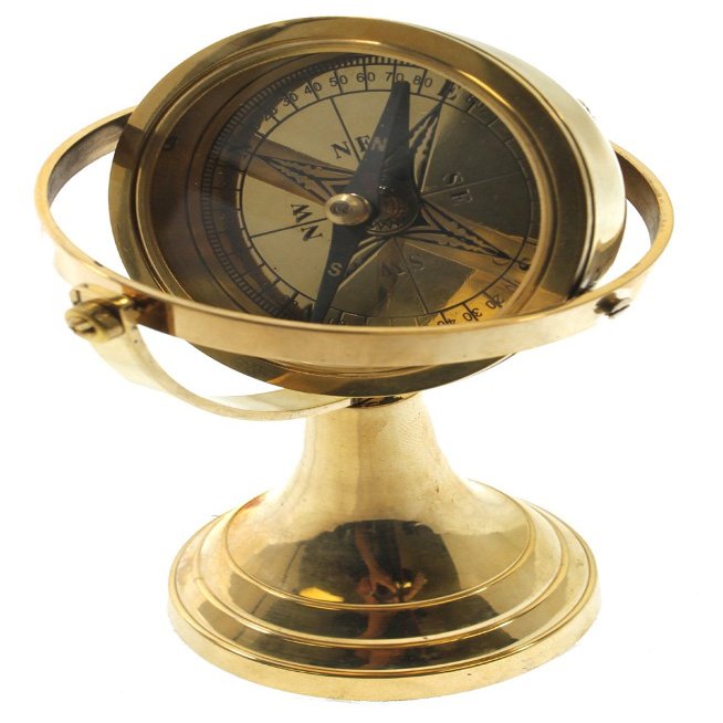 RedSkyTrader 4.5" Gimbaled Brass Compass: Nautical Ship Decor