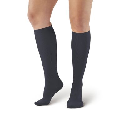 Ames Walker AW 112 Women's Microfiber Knee High Socks 15-20 mmHg Black XL
