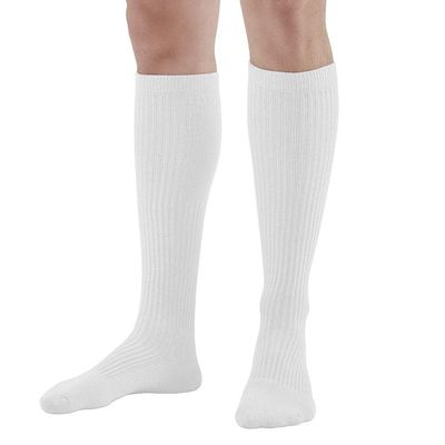 Ames Walker AW Men's Casual Knee High Socks 15-20 mmHg White XL