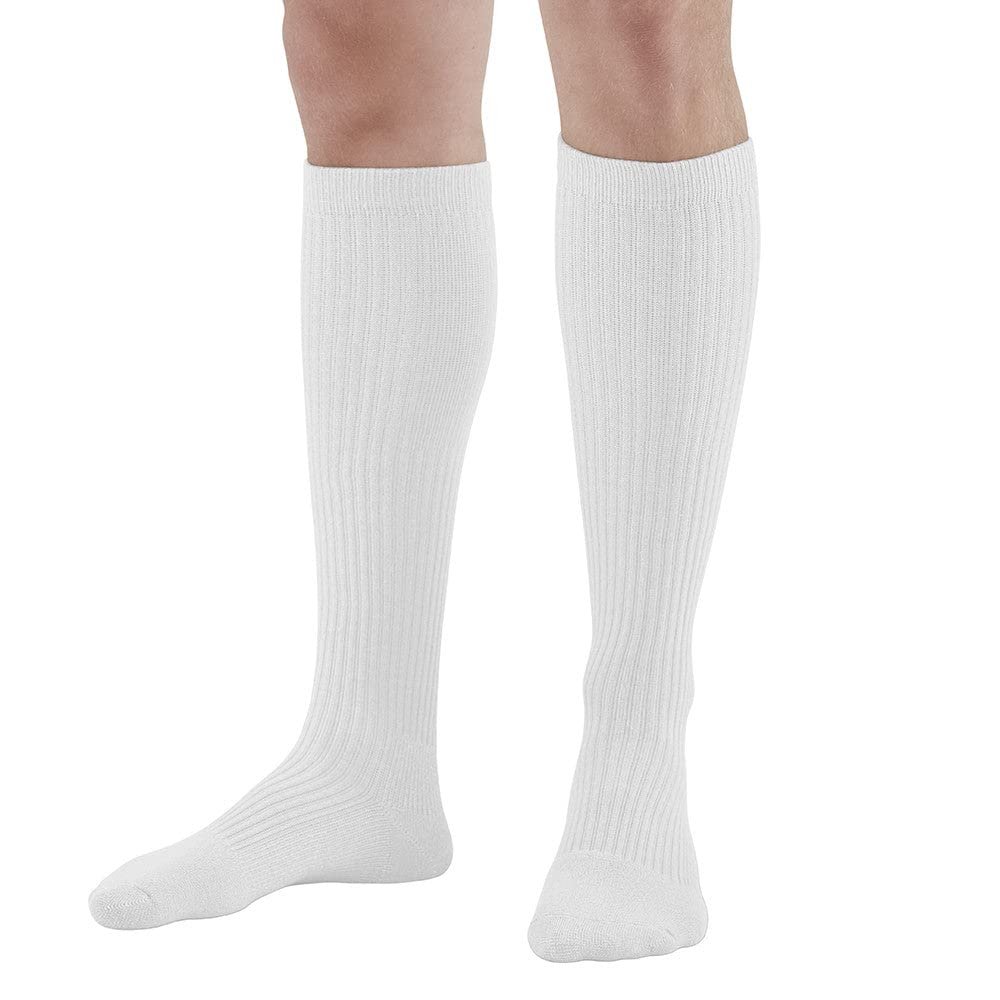 Ames Walker AW Men's Casual Knee High Socks 15-20 mmHg White XL
