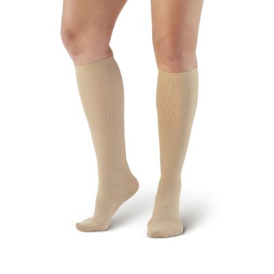Ames Walker AW 112 Women's Microfiber Knee High Socks 15-20 mmHg Tan XL
