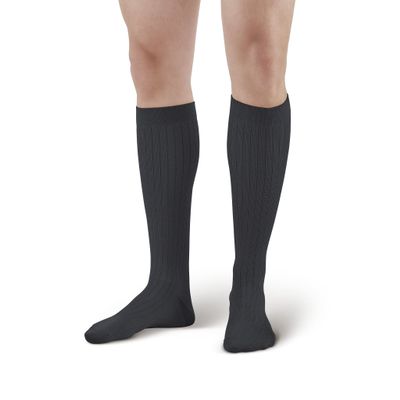 Ames Walker AW Style 129 Men's Micro/Cotton Dress 15-20 mmHg Moderate Compression Knee High Socks Black X-Large