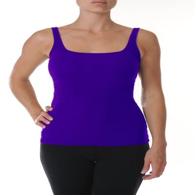 Beyond Yoga Square Neck Ribbed Tank (Royal Purple, Large)