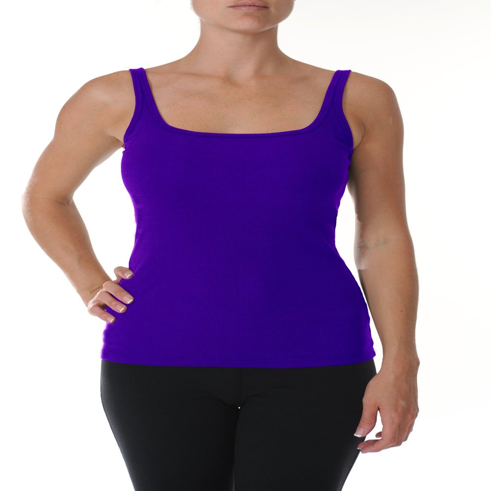 Beyond Yoga Square Neck Ribbed Tank (Royal Purple, Large)