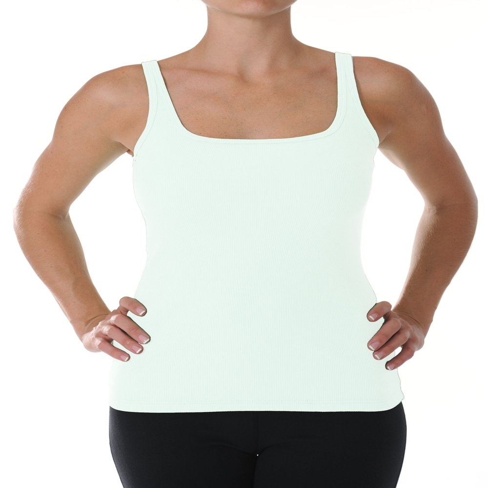 Beyond Yoga Square Neck Ribbed Tank (White, Small)