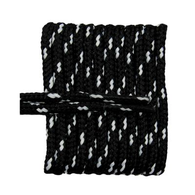 FootGalaxy Round Laces for Boots and Shoes, 72, Black with Silver Chip