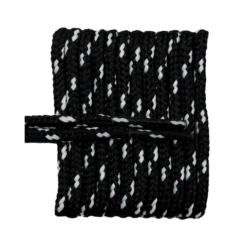 FootGalaxy Round Laces for Boots and Shoes, 72, Black with Silver Chip