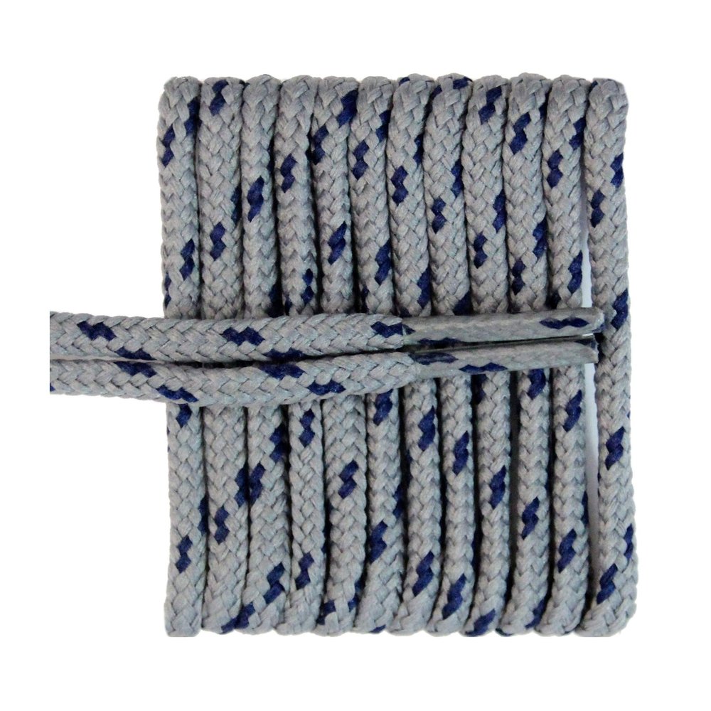 FootGalaxy Round Laces for Boots and Shoes, 72, Grey with Navy Chip