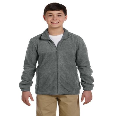 Harriton Youth 8 oz. Full-Zip Fleece, Charcoal, M