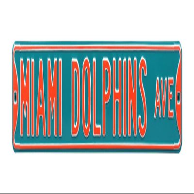 FREMONT DIE NFL Miami Dolphins Ave, Large, Heavy Duty Steel Street Sign  Football Wall Dcor, Team Color, 36" x 6", (35011)